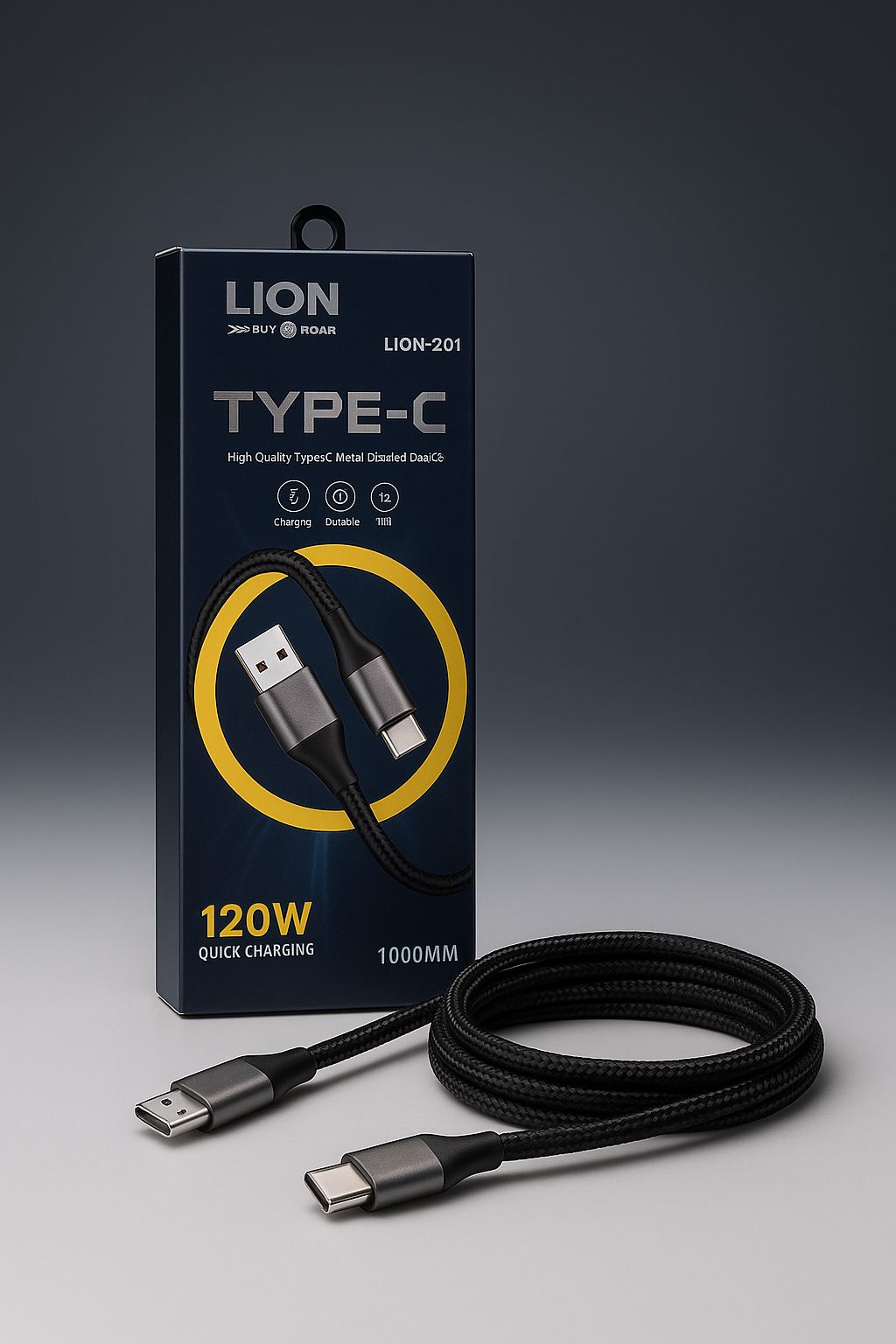 120W PD Type-C Cable – 1000mm Fast Charge & Data Sync