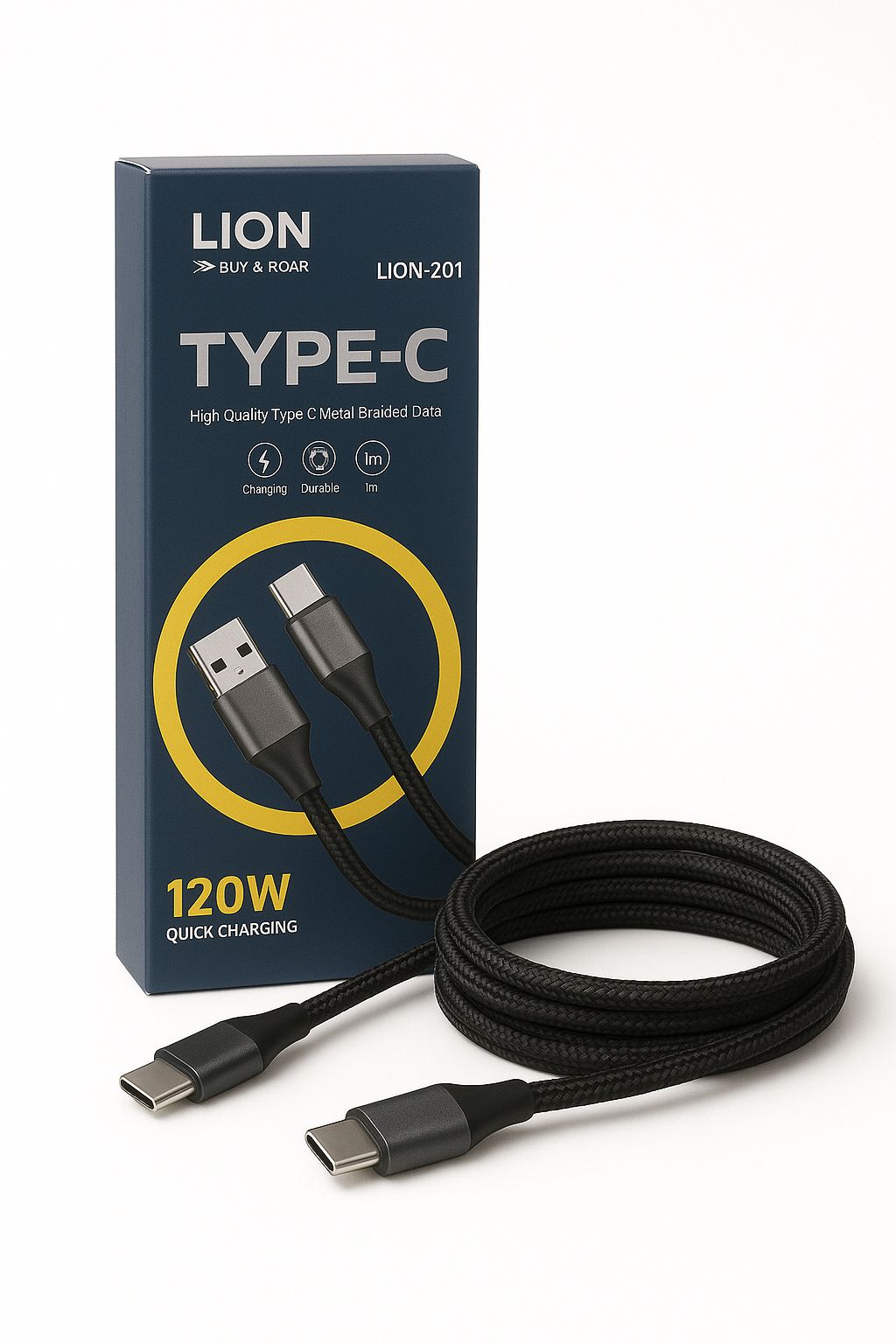 120W PD Type-C Cable – 1000mm Fast Charge & Data Sync