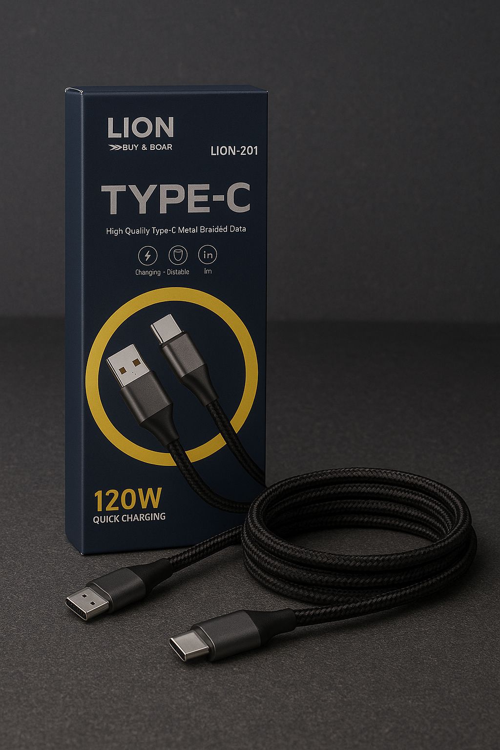 120W PD Type-C Cable – 1000mm Fast Charge & Data Sync