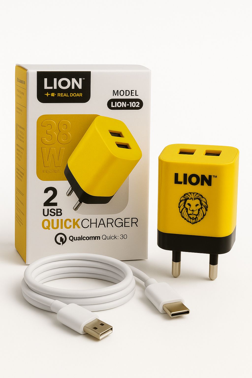 38W Quick Charger – Dual USB Fast Charging Adapter